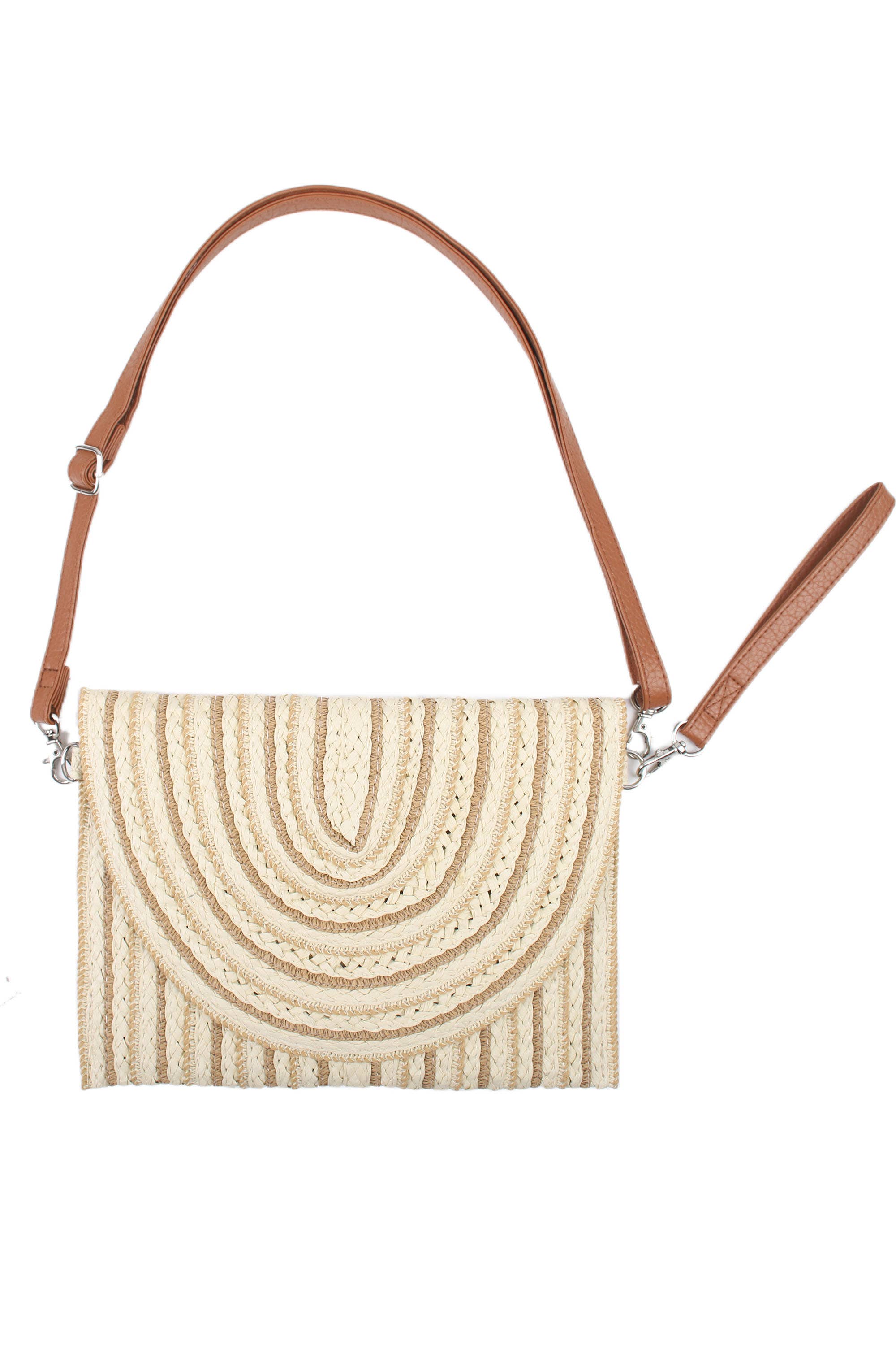 PHANIE MODE - Wholesale Clutch Bag - Women's - Woven paper flap pouch with shoulder strap BA-153624