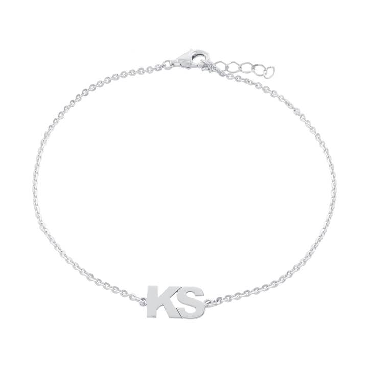 Bracelet de cheville initial en argent sterling avec rallonge pour la vente par Athra NJ, INC.