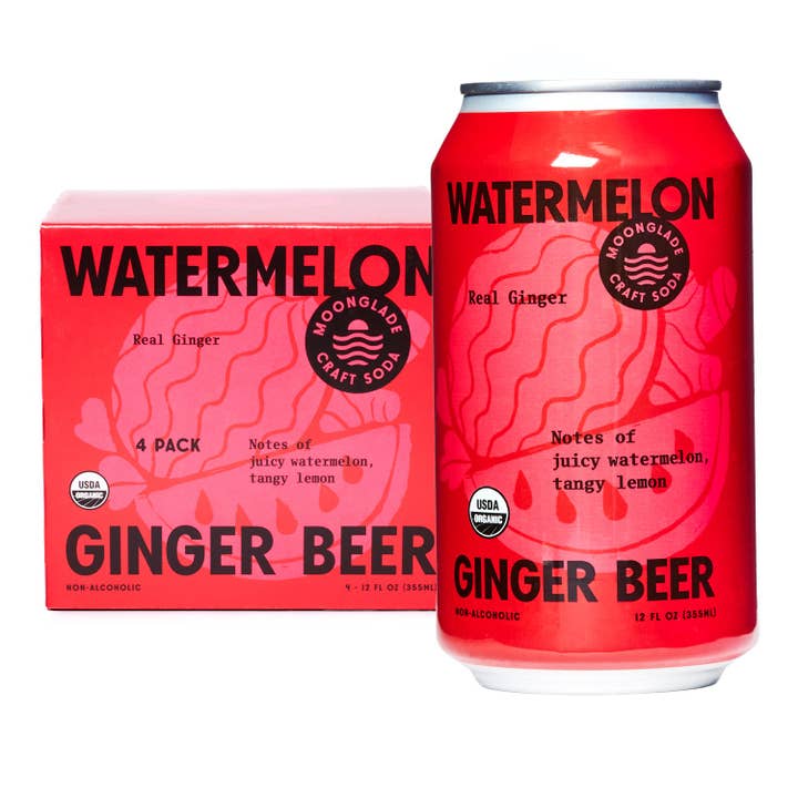 Moonglade Brews - Wholesale Soda/carbonated drink - San Diego Ginger Beer (Watermelon) - 24 Pack | 12oz Cans