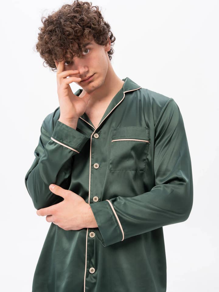 IDENTITY LINGERIE – Pijamas - Homem por atacado – Pijama de Seda Masculino para Homem Pijama PJama de Cetim Pijama de Pijama Masculino PJama Masculino4