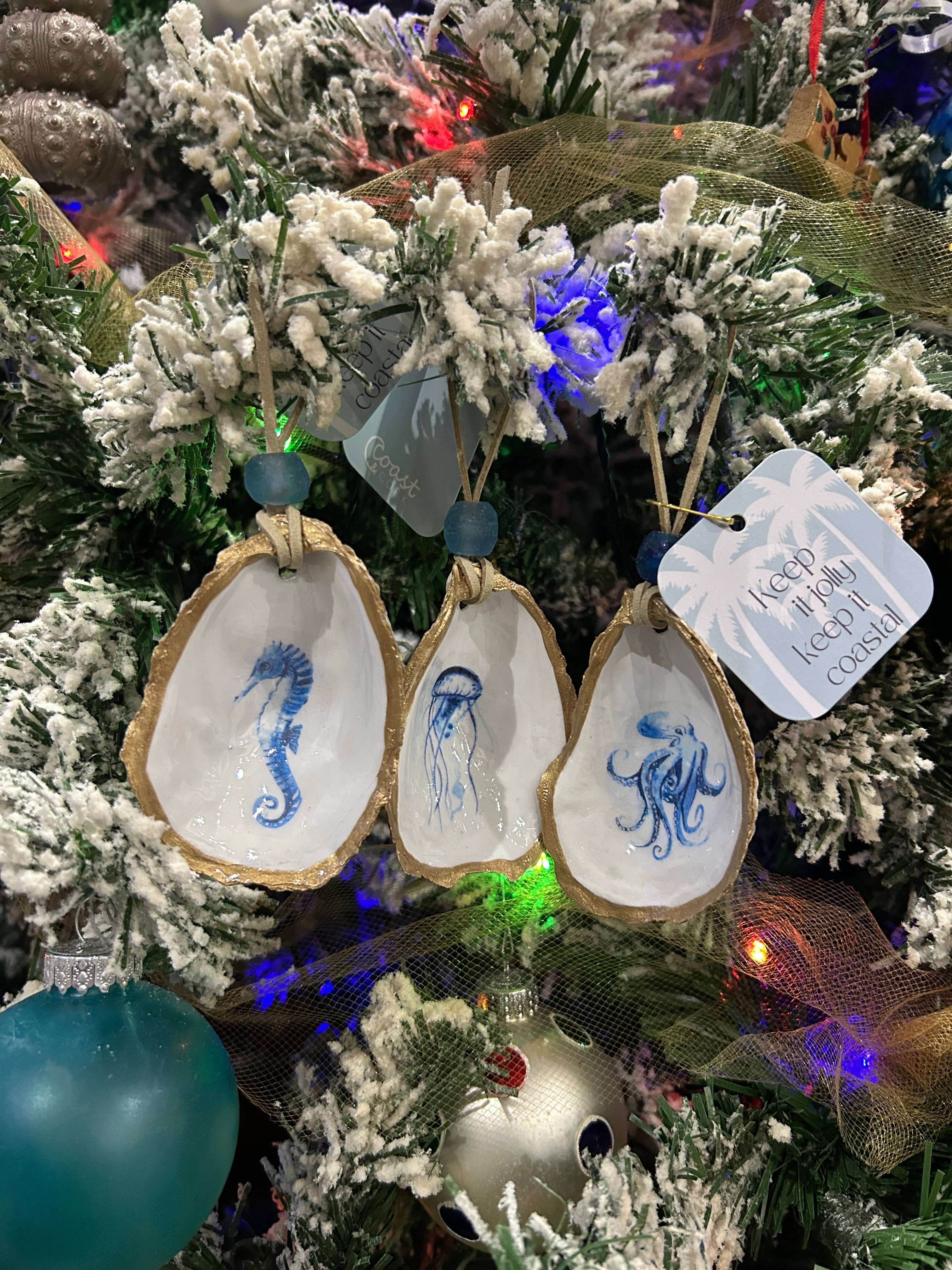 Coast and Cork – wholesale Ornament – Coastal Oyster Sea Animal Ornament/ Blue 2