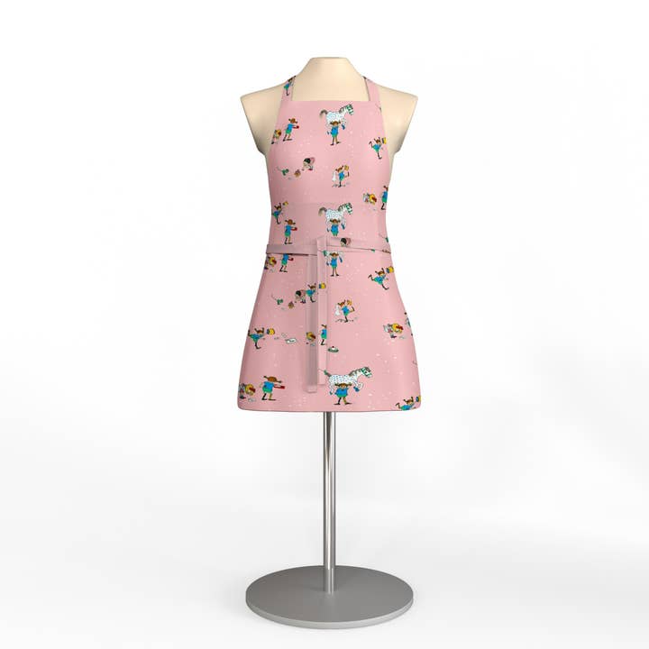 Pippi With Friends Pink Apron With Pocket for wholesale by Arvidssons Textil