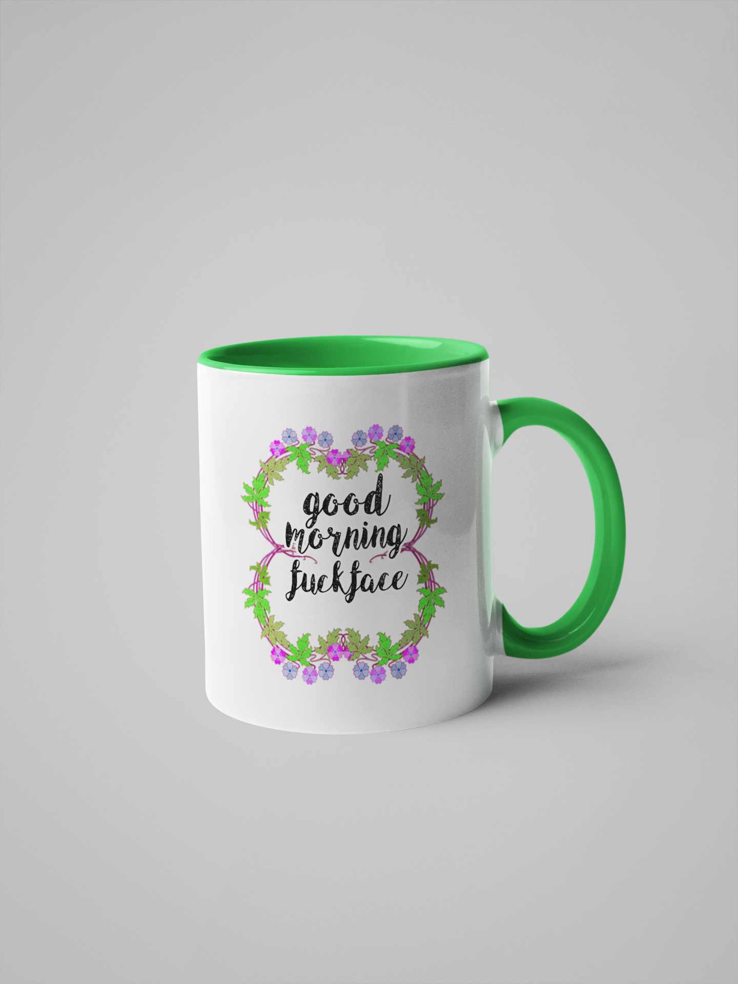 Calm Down Caren – Großhandel Kaffeebecher – Good Morning Fuck Face Kaffeetasse, florale zarte2