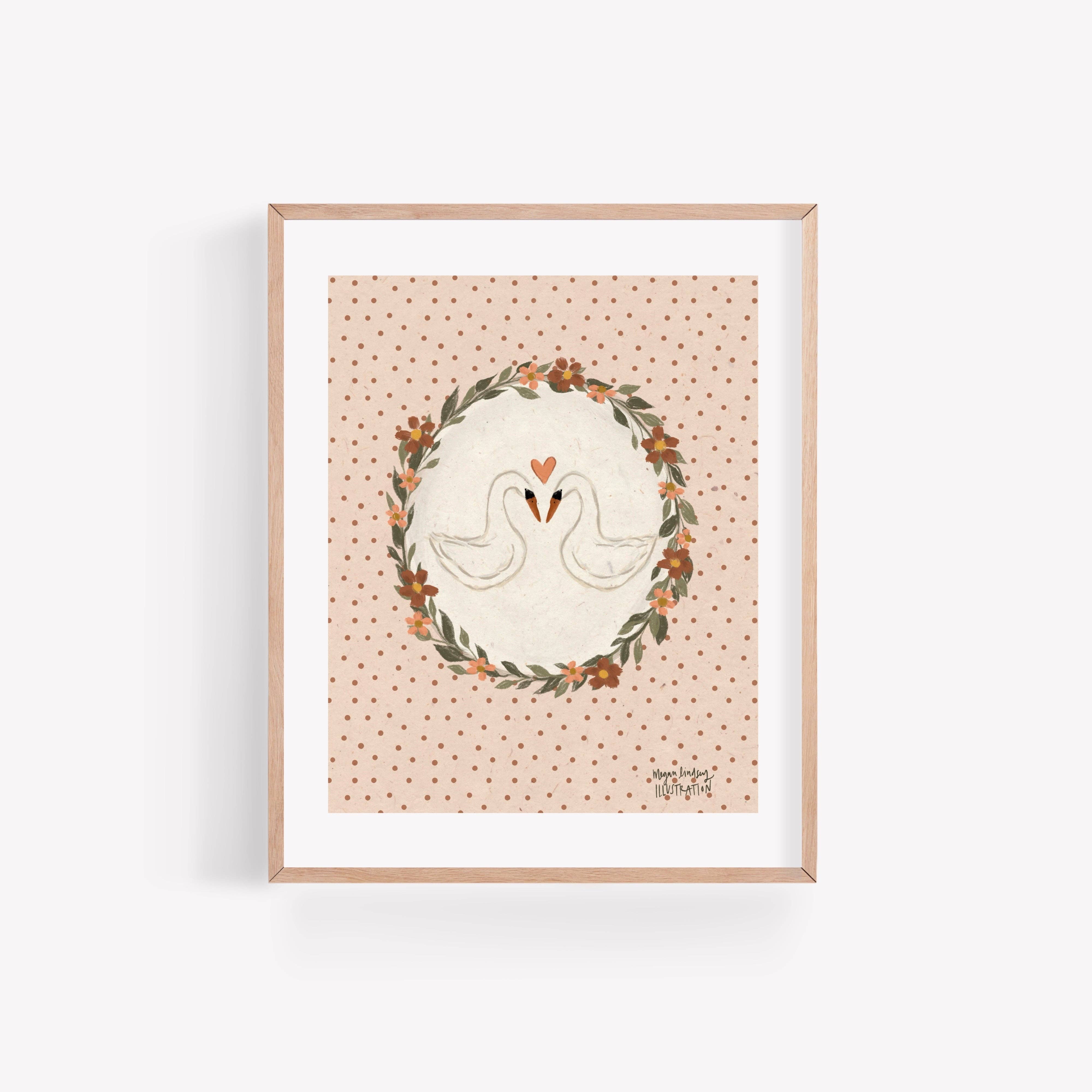 Megan Lindsey Illustration - Vente Affiche d'art - Impression « Love Birds »1