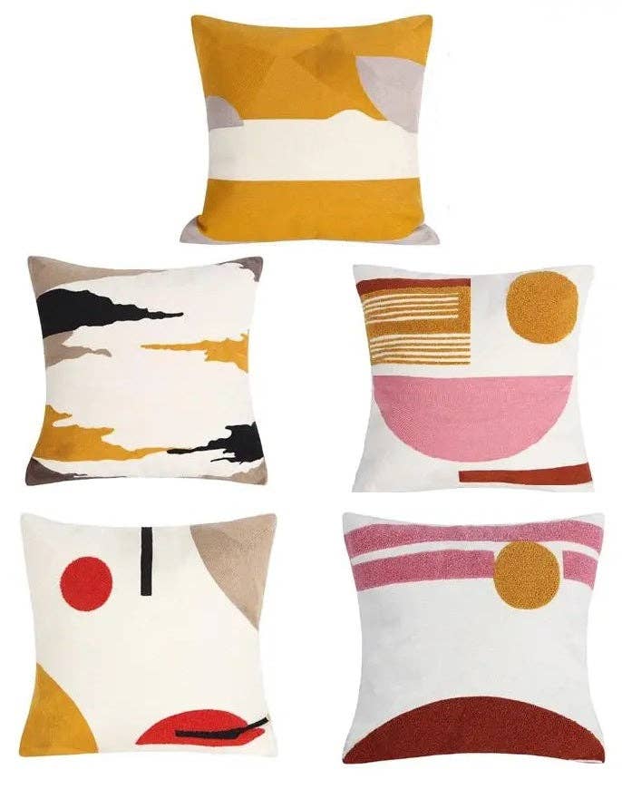 The African Home Goods - Wholesale Throw Pillow Cover - Crewel Embroidery Abstract Decorative Cushion Throw Pillow Covers 18 x 18 # 36