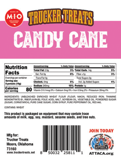 Trucker Treats - Wholesale Pretzels - 5.3oz Candy Cane1