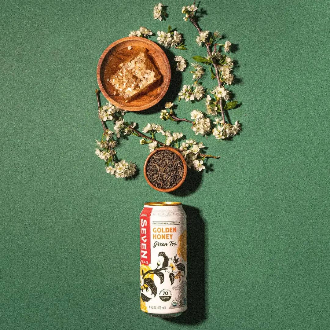 Echo Sales America – wholesale Iced tea – Seven Teas Golden Honey Green Tea + Ginseng 16fl oz, 473ml-Case 12ct8