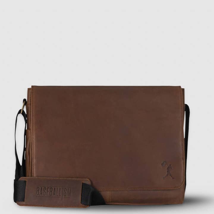 Baseballism - Wholesale Messenger Bag - Men's - Mathewson Glove Leather Messenger Bag - Pine Tar Brown
