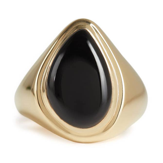 Apollo Zegelring Goud - Zwarte Onyx voor wholesale door Rachel Entwistle Jewellery