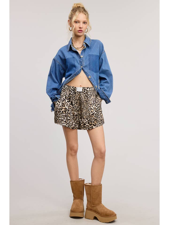 Leopard Print Boxer Shorts with Patch Detail for wholesale on Faire1