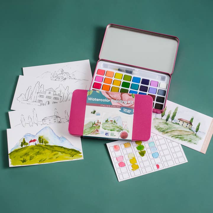 Cate Paper Co. - Wholesale DIY Craft Kit - Italian Fields watercolor painting kit