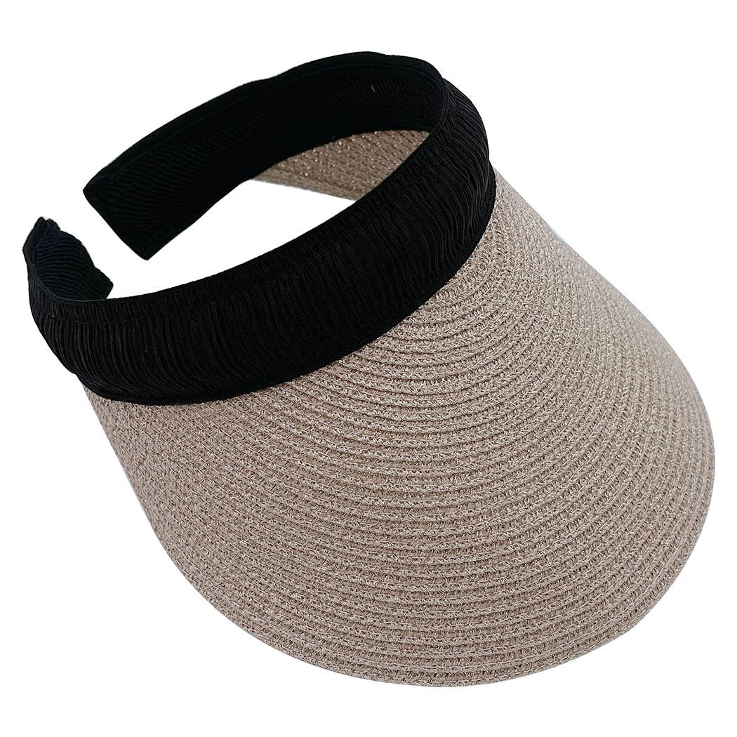 Fashion City – wholesale Visor – Women's – Metallic Straw Natural Material Sun Visor3