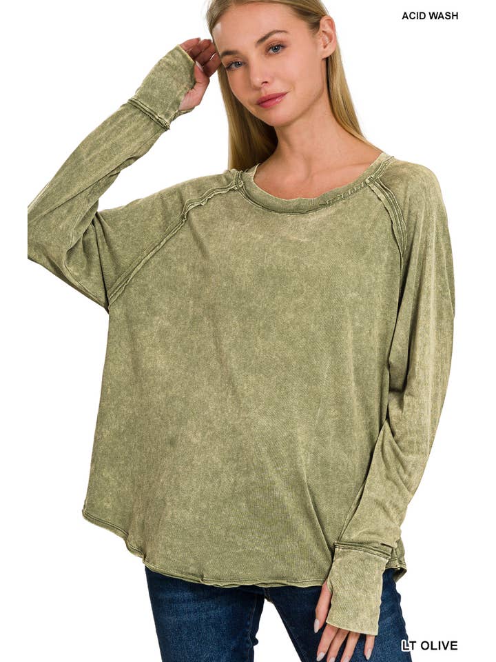 42POPS - Wholesale T-Shirt - Women's - ",.._ Washed Cotton Thumb Hole Top15