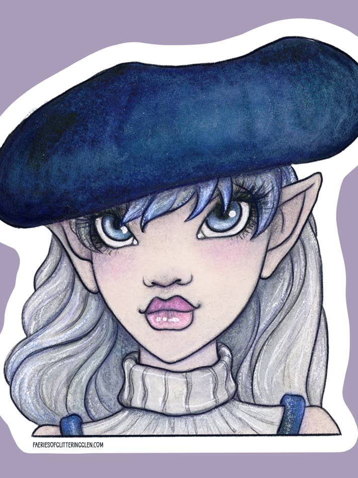 Blue Oyster Mushroom Sticker Faerie/Fairy | Fantasy for wholesale by Faeries of Glittering Glen