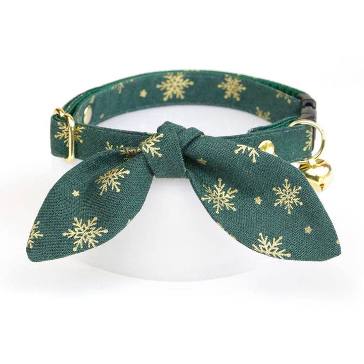 Made By Cleo - Wholesale Pet Collar - Cat - "Juniper" - Holiday Cat Collar & Bunny Ear Bow Set