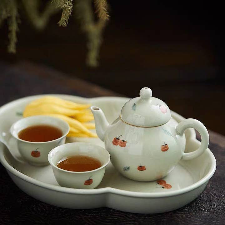 Gohobi Hand-painted Persimmon Teapot Set for wholesale by Gohobi (We cover U.S. import duties)