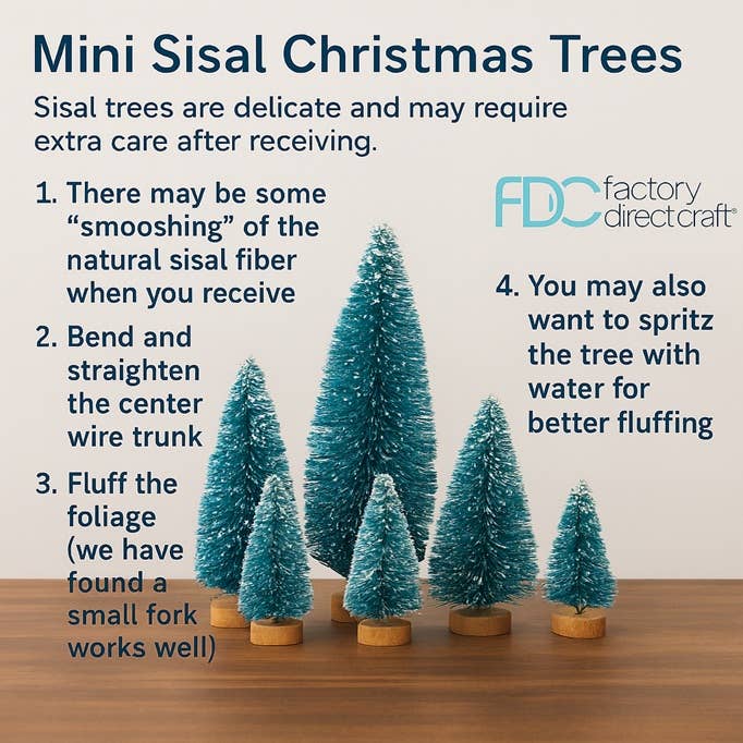 Factory Direct Craft - Wholesale Artificial Christmas Tree - Frosted Cream Bottle Brush Sisal Trees (Bag of 8)4