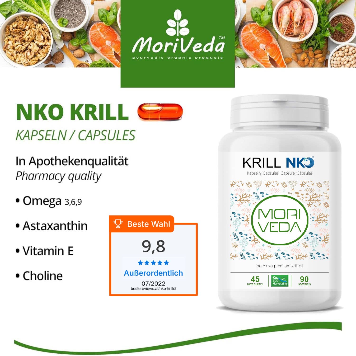 AMTEC Trading GmbH - Wholesale Oral Supplement/Vitamin - MoriVeda® NKO Krill Oil Capsules Omega 3.6.9 softgel capsules3