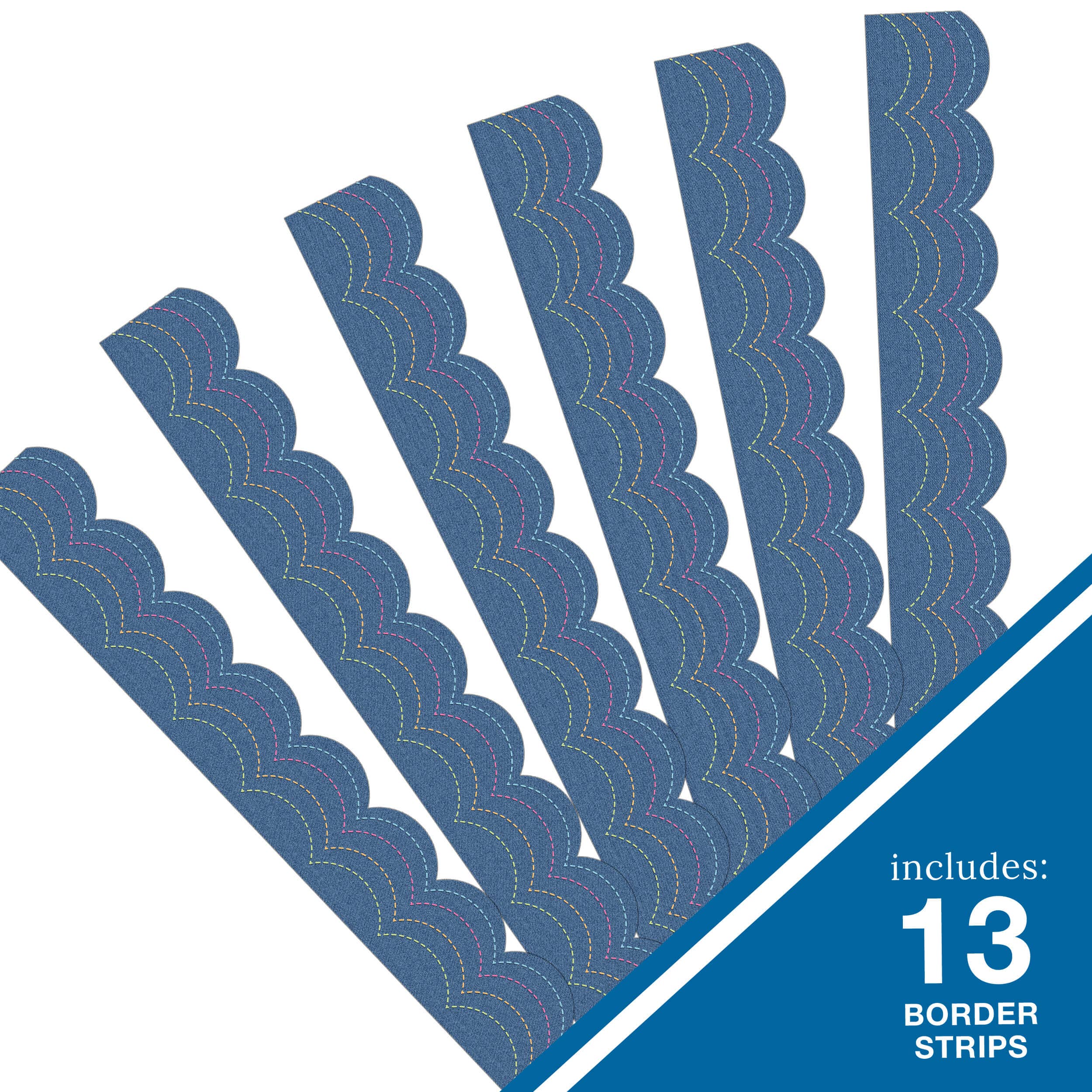 Carson Dellosa Education - Wholesale Bulletin Board - Crafty and Cool Denim Straight Bulletin Board Borders1