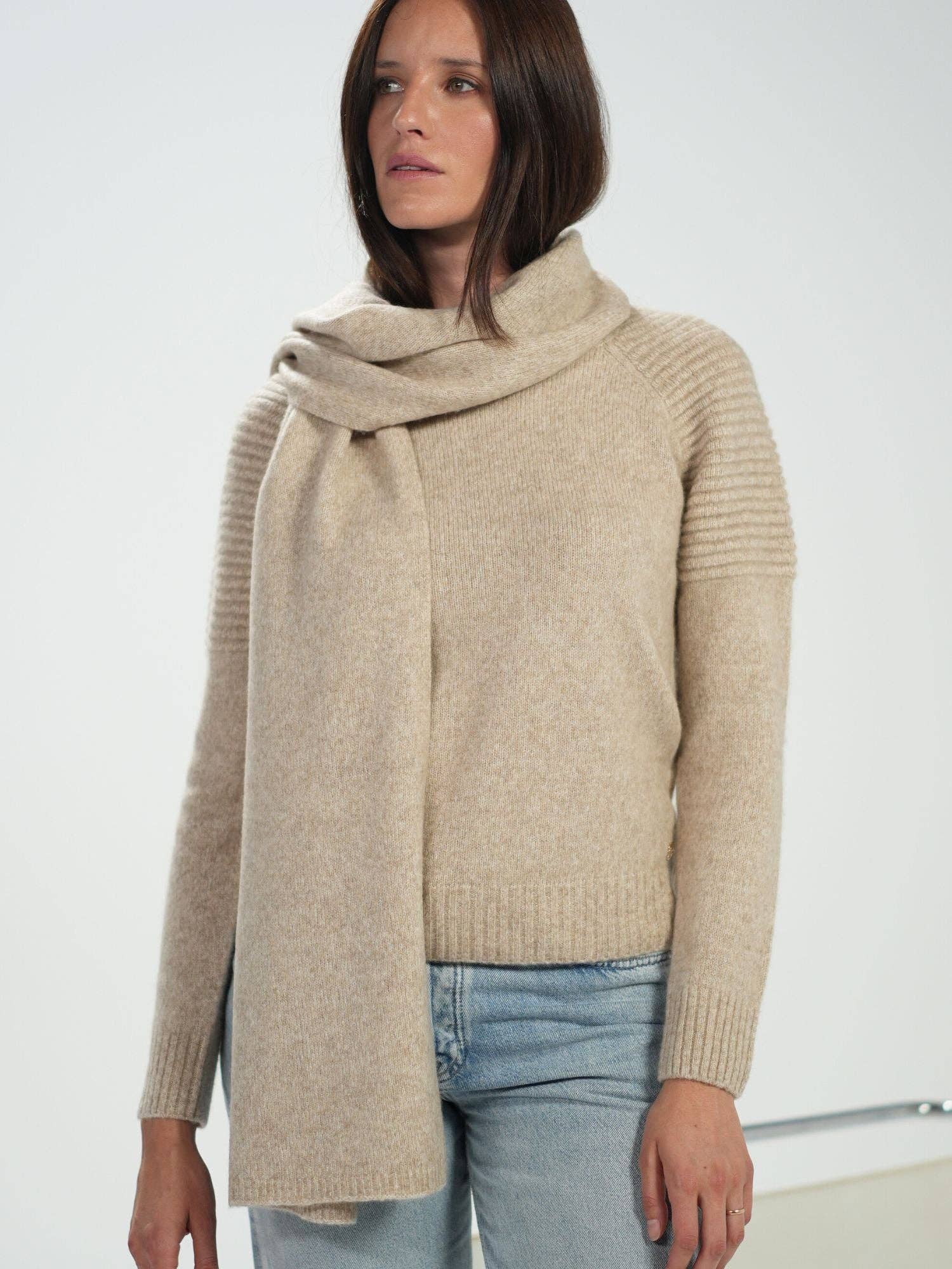 Bel Cashmere S.C. - Vendita all'ingrosso Sciarpa - Donna - Sciarpa in Cashmere Beige Jaspe1
