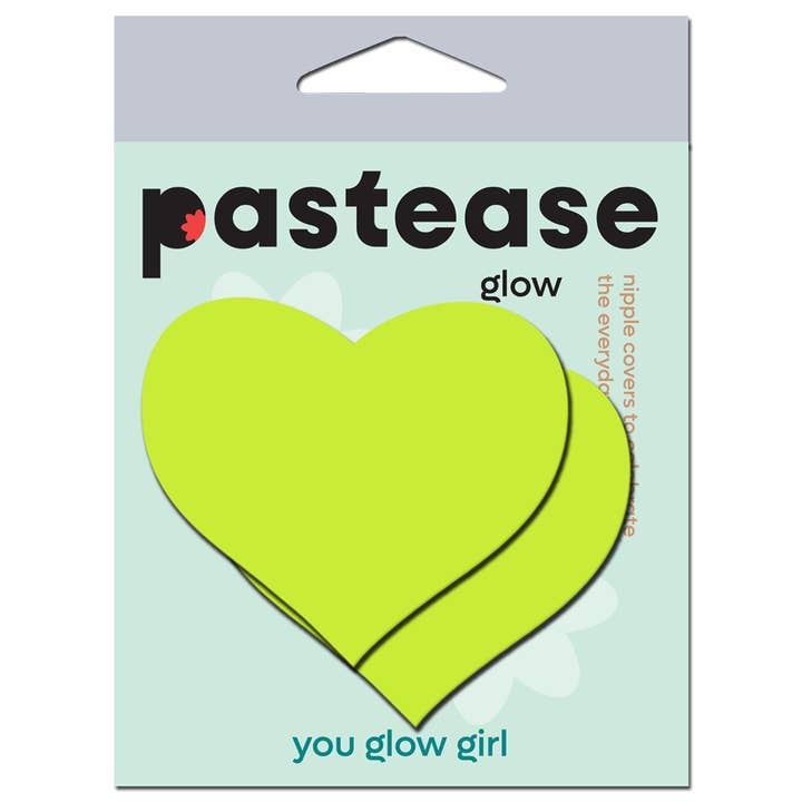 Pastease® - Wholesale Nipple Pasties - Women's - Heart: Glow-in-the-Dark Neon Heart Pasties Nipple Covers18