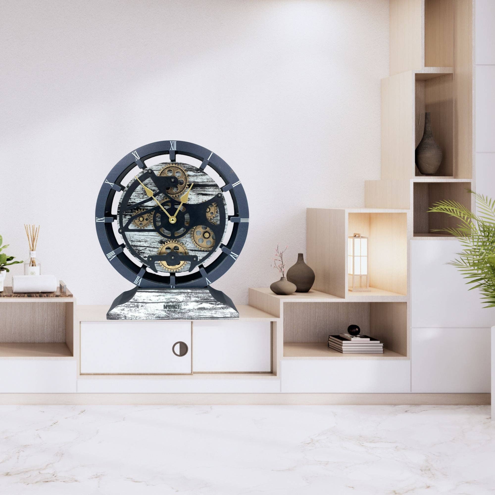 The Gears Clock - Wholesale Wall Clock - CANADA LINE WALL-DESK CLOCK 16 INCH GREY&WHITE18