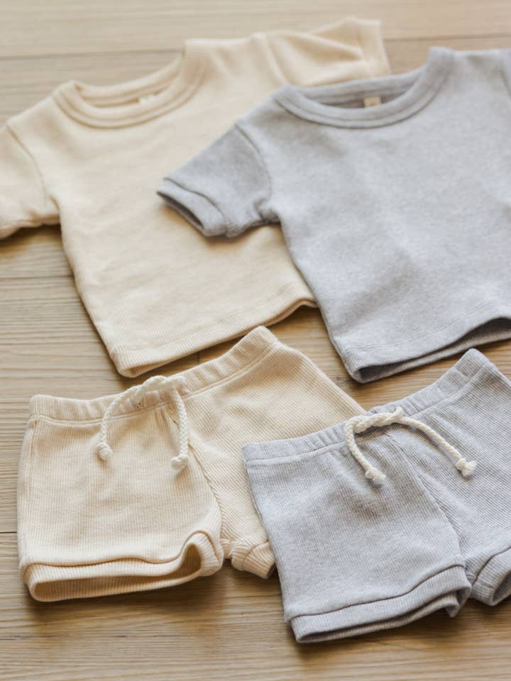 Quincy Mae - Wholesale Top & Short Set - Baby - Ribbed Shortie Set Dusty Blue4