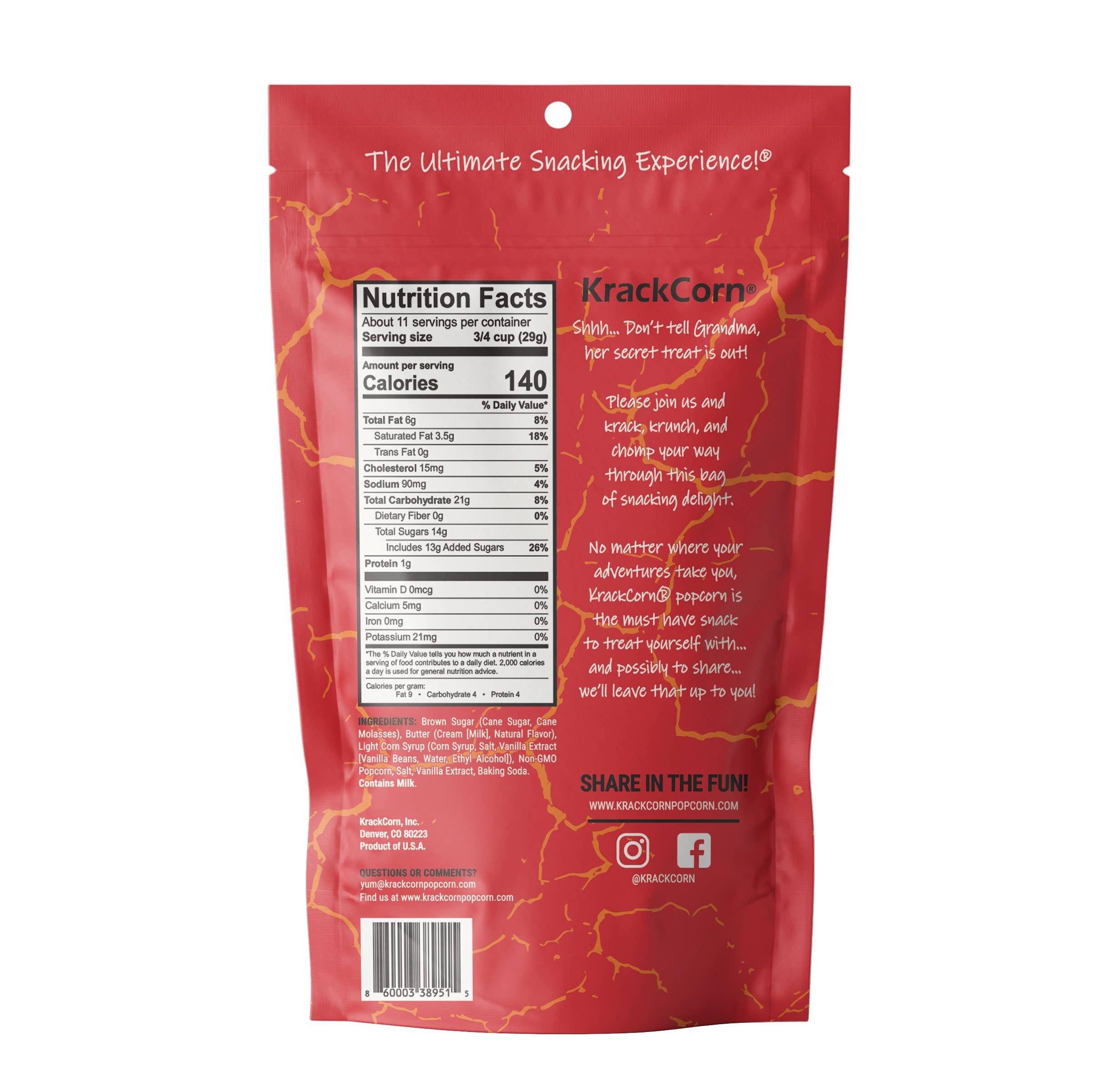 KrackCorn - Wholesale Popcorn - KrackCorn Popcorn 11oz Original Caramel - 6ct case2