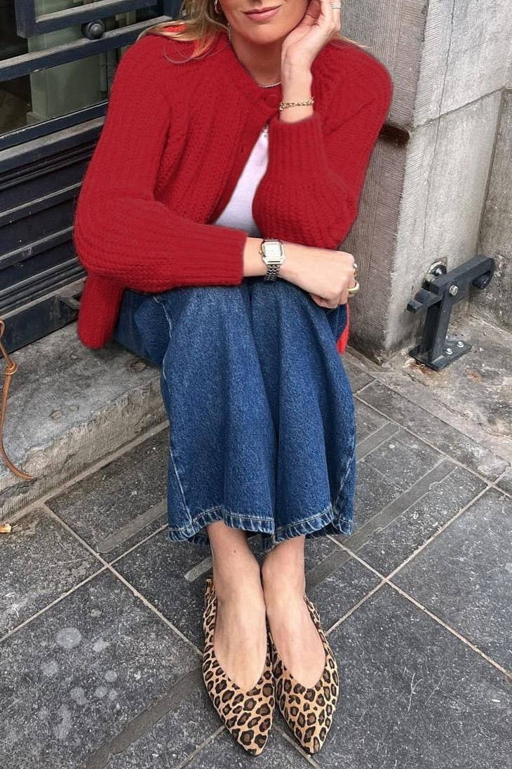 Rosa Clothing - Wholesale Cardigan - Women's - chunky crewneck knit Cardigan7