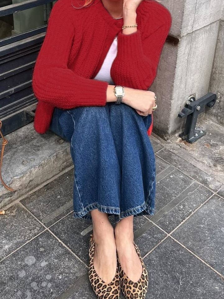 Rosa Clothing - Wholesale Cardigan - Women's - chunky crewneck knit Cardigan7