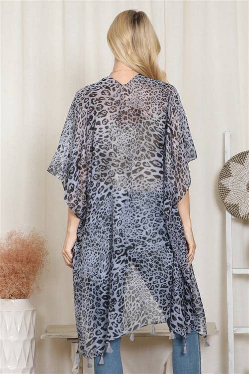 MYS Wholesale Inc - Vente Cardigan – femme - Cardigan léger à pompons léopard à devant ouvert pour l'été4