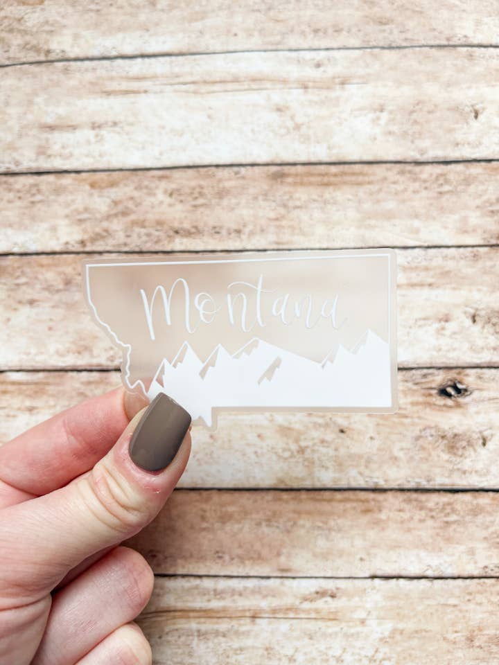 Adesivo de contorno claro de Montana com montanhas por atacado de HH and Grace Co