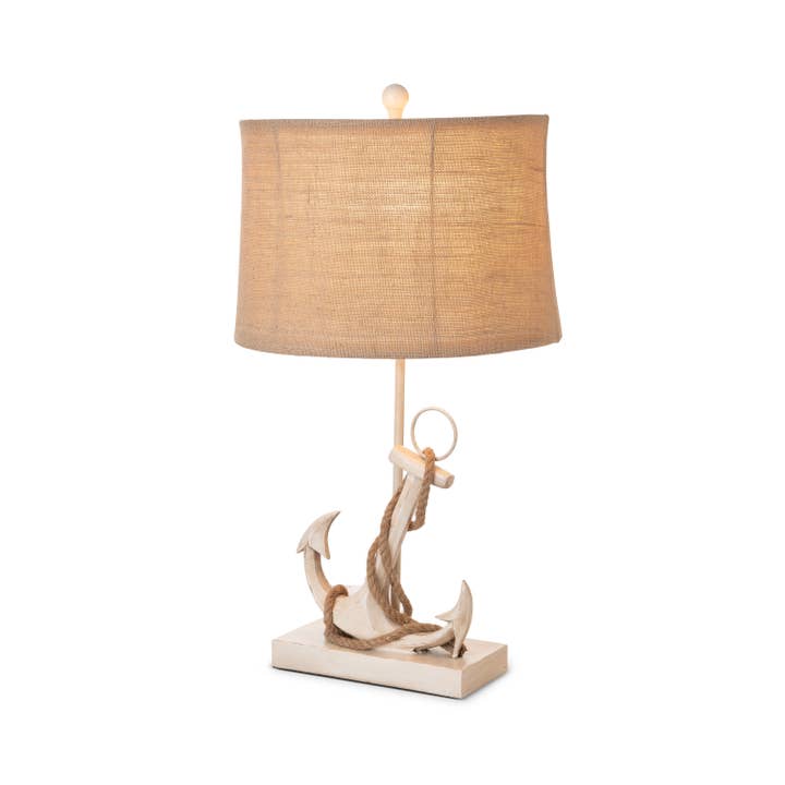 White Cream Anchor With Rope Coastal Table Lamps, 3-Way Switch for wholesale on Faire