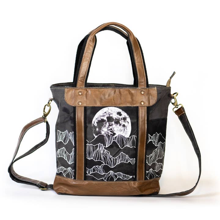 Moonrise Recycled Canvas Crossbody Tote for wholesale by TAKENYA
