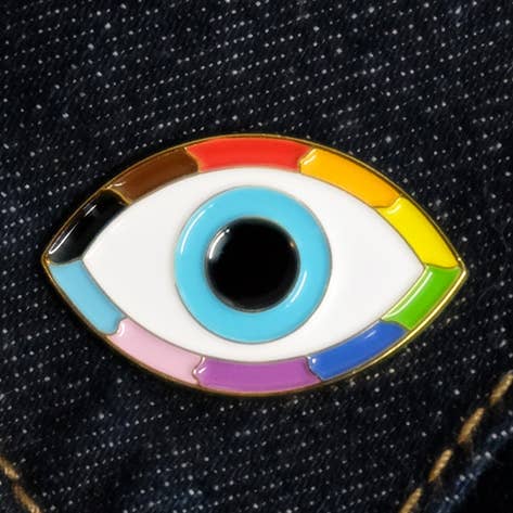 Queer Evil Eye Pin for wholesale by Bianca's Design Shop