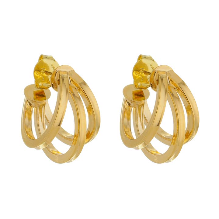 SE838 Dreilagige Creolen, 18-karätig vergoldet für den Großhandel von Sai Brazil