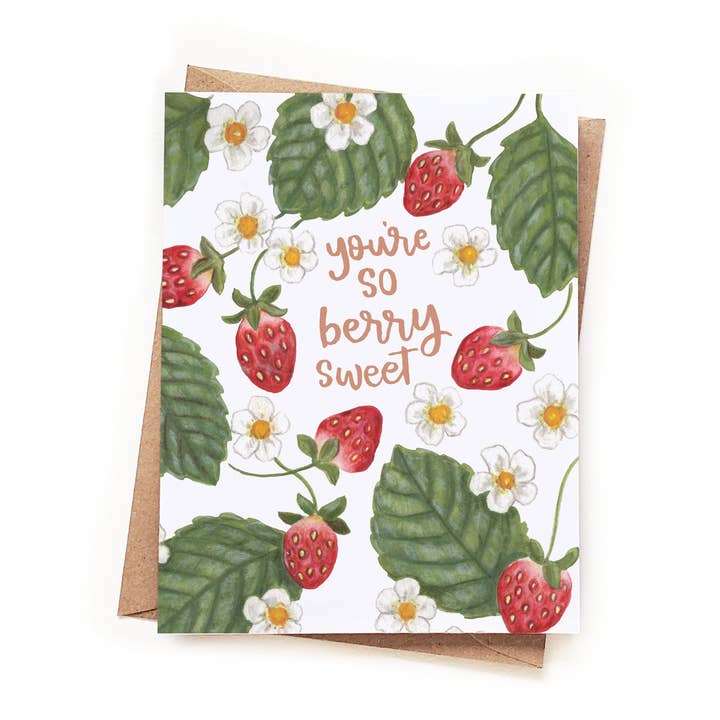 You're So Berry Sweet Strawberries Card for wholesale by Sketchy Notions