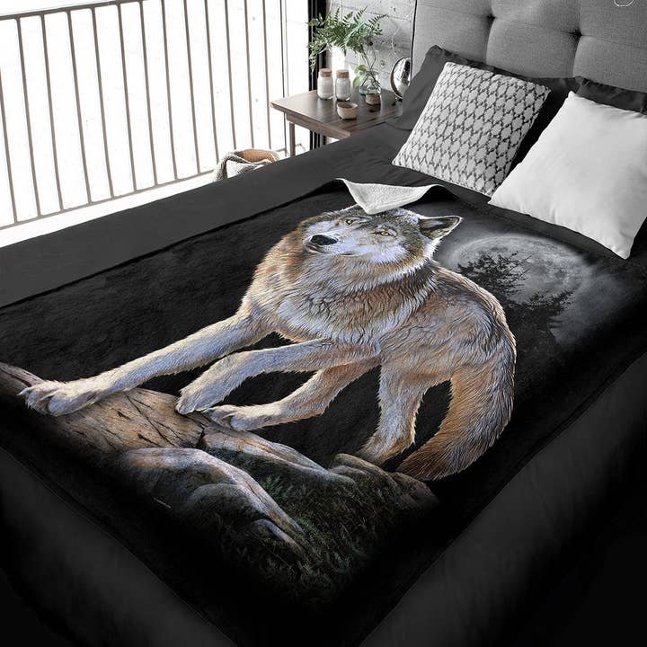Artopia – Cobertor de cama por atacado – Manta Minky Alert de 50" x 60" Wolf2