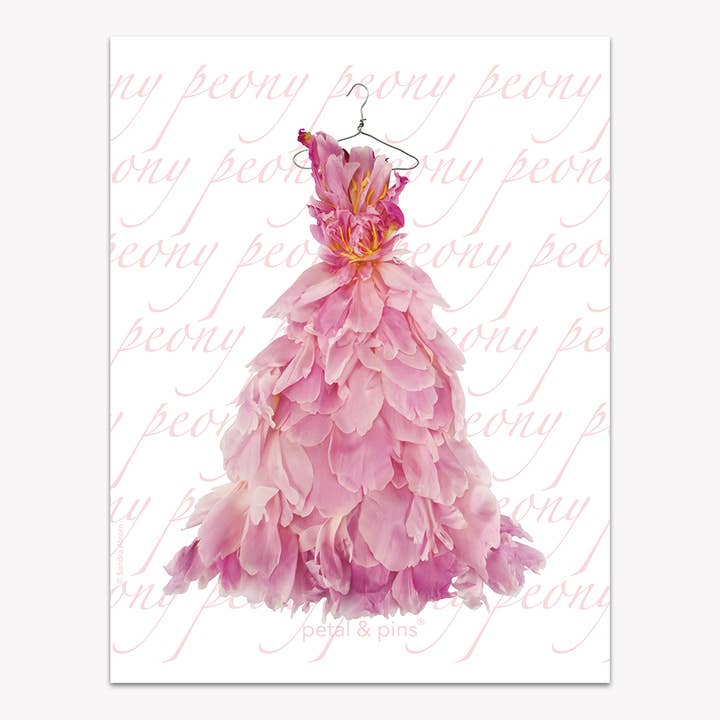 Theedoek van puur linnen met bloemen - ontwerp met roze pioenroos voor wholesale door petal & pins