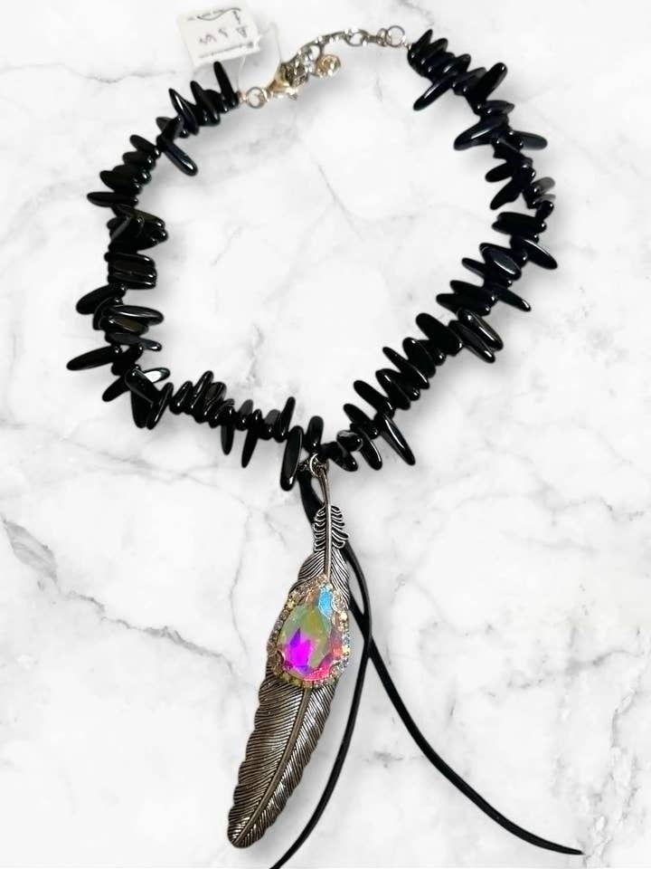Necklaces-Gemstones with Feather AB Crystals for wholesale by Sandra Ling Designs