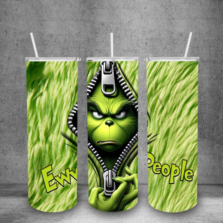 Angry Christmas Green Guy 20oz Tumbler for wholesale by Knotted Gypsy Designs