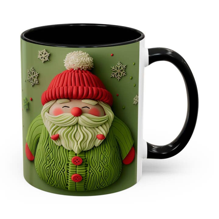 Green Knit Santa Mug | Accent Coffee Mug for wholesale by Le Paperie Co