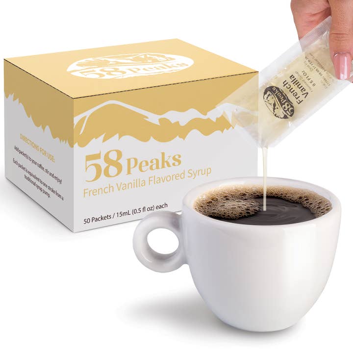 Sirop aromatisé à la vanille française - Pack de 50 pour la vente par 58Peaks