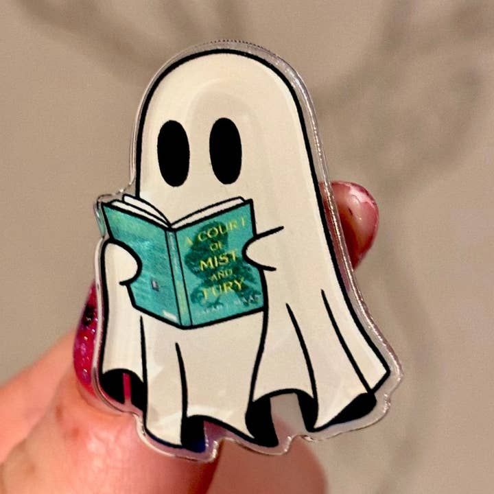 Ghost Reading A Court of Mist and Fury 1.5 Pin for wholesale by Awfullynerdy.co