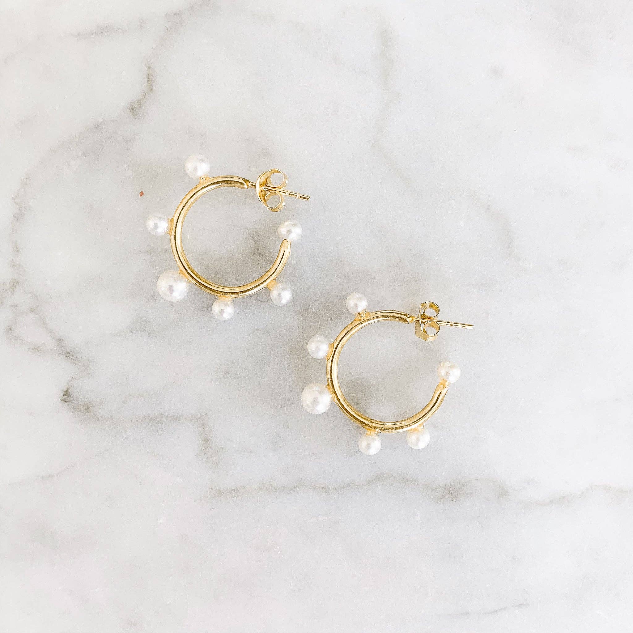 Ever Alice Studio - Wholesale Hoop Earrings - Pearl Hoops | Small1
