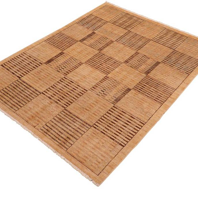 Contemporary Gabbeh Tammera Beige/Tan Wool Rug - 6'0'' x 8'9'' for wholesale by Arshs Fine Rugs