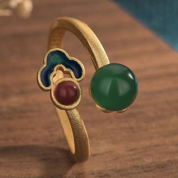 Enamel Cloud on Chalcedony Ring for wholesale by Bright MacMing