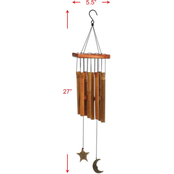 Sunset Vista Designs - Wholesale Wind Chime - 27" Moon & Star Wind Chime Garden Decor - 92697