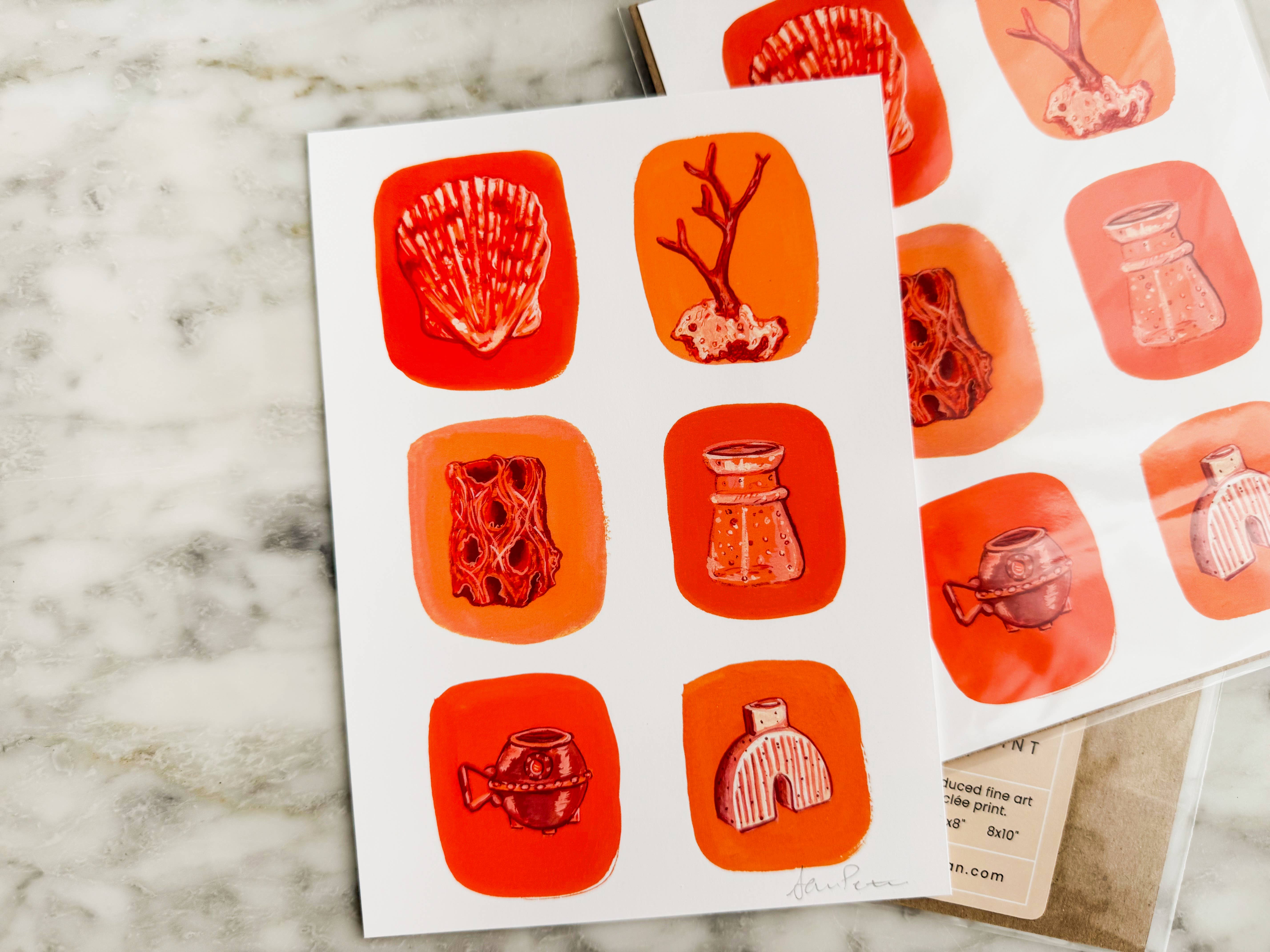 Sara Elands Peterman - Wholesale Art Print - "Orange Treasures" Giclée Print - 5"x7"4