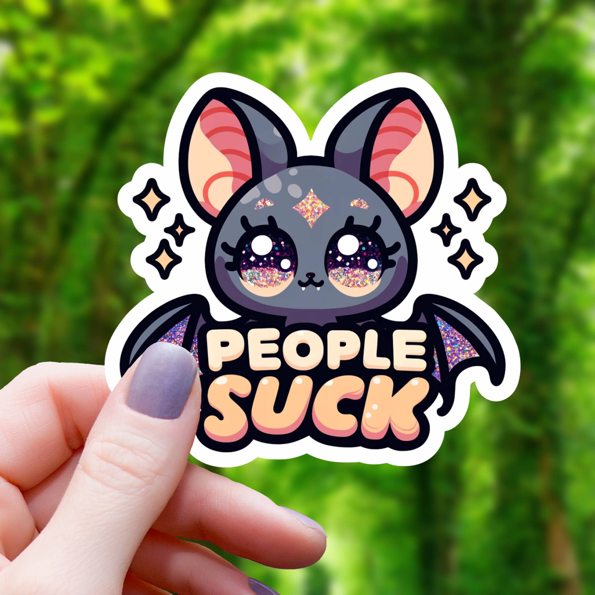 Mimic Gaming Co - Wholesale Sticker - People Suck Sparkly Bat Sticker- 3"